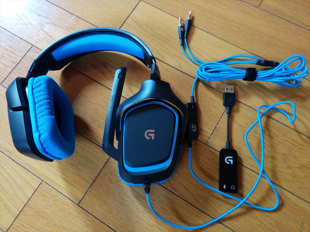 logicool Gaming headset G430 本体と付属品