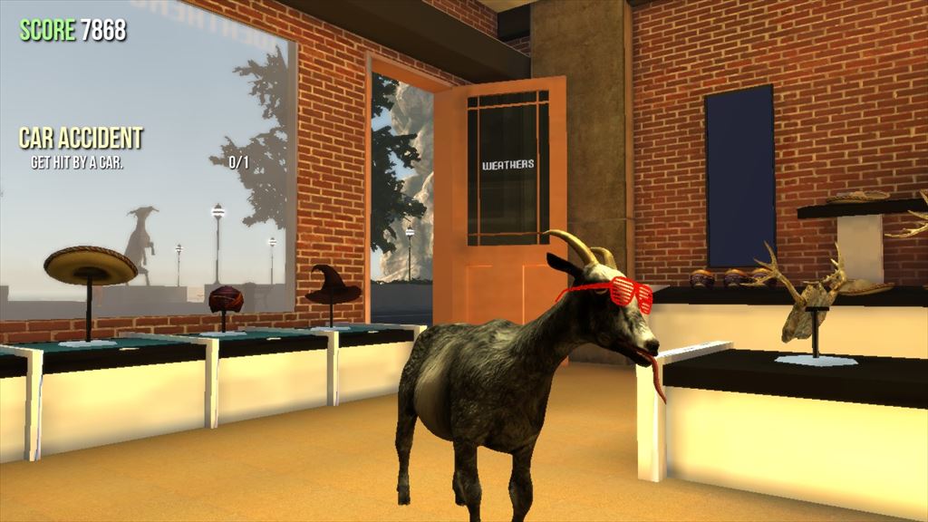 Goat Simulator 1.1 帽子とサングラスでキメるヤギ